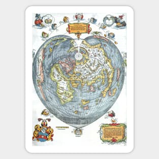 Antique Heart Shaped Map by Petrus Apianus (Peter Apian) Sticker